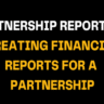 Bold typography displays Partnership Reporting: Creating Financial Reports for a Partnership, communicating simplified reporting workflows and white label options for professional partnership reports.