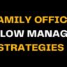 Text in white and yellow on black background emphasizing family office cash flow management strategies for optimizing liquidity and capital allocation.