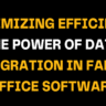 Promotional graphic with bold yellow and white text saying Maximizing Efficiency: The Power of Data Integration in Family Office Software, representing innovation and performance in financial technology.