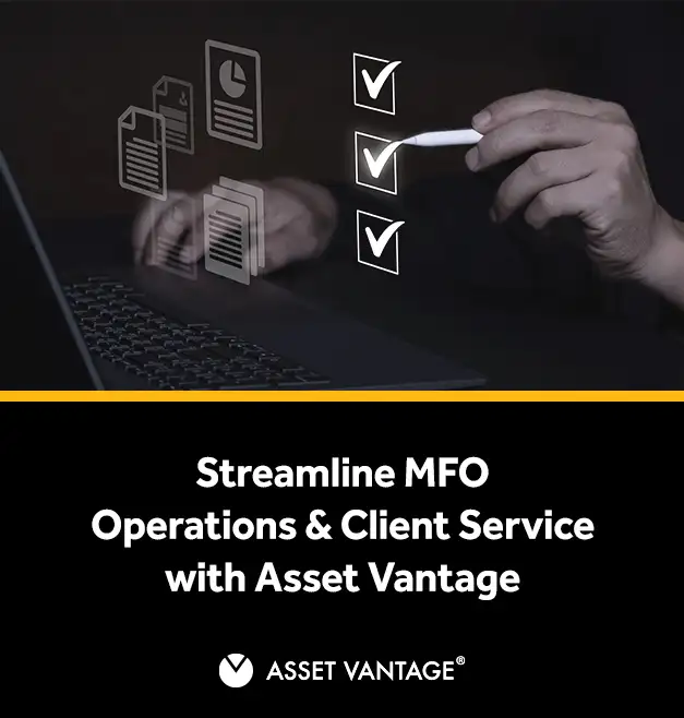 Person using a stylus to check digital boxes on a laptop, symbolizing automation and efficiency to streamline multi-family office operations and enhance client service with Asset Vantage.