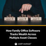 A business professional stacks coins labeled Asset A, B, and C, symbolizing how family office software tracks wealth across multiple asset classes using intelligent portfolio management tools.