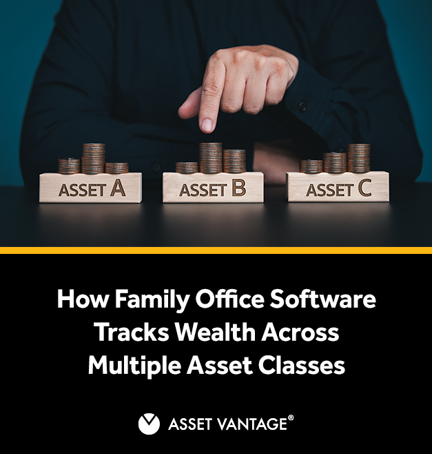 A business professional stacks coins labeled Asset A, B, and C, symbolizing how family office software tracks wealth across multiple asset classes using intelligent portfolio management tools.