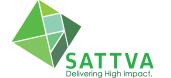 Sattva-logo-copy SATTVA logo featuring a green, multi-faceted geometric design resembling a deconstructed cube, with "SATTVA" in bold green text and the tagline "Delivering High Impact" below, on a black background.