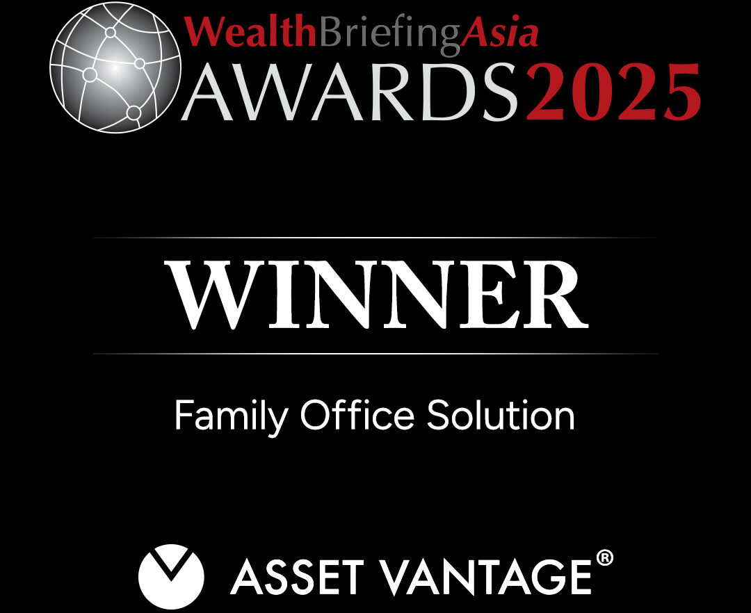 The WealthBriefingAsia Awards 2025 logo featuring WINNER in bold, recognizing Asset Vantage for Best Family Office Solution. This highlights their achievement in family office management