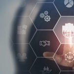 Futuristic business technology interface showing data and finance icons, highlighting how a Chicago accounting firm improved efficiency by replacing spreadsheets with integrated accounting software.